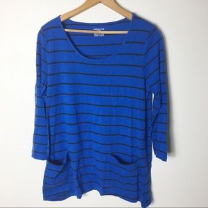 Jones New York Sport Small Blue Stripe Stretch Top